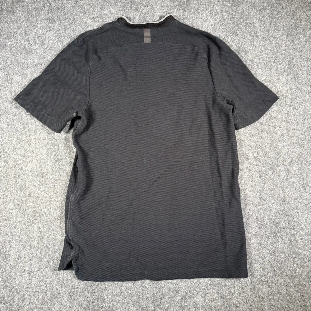 Nike Court Advantage Henley Polo Shirt Mens M Blade Collar Black Tennis